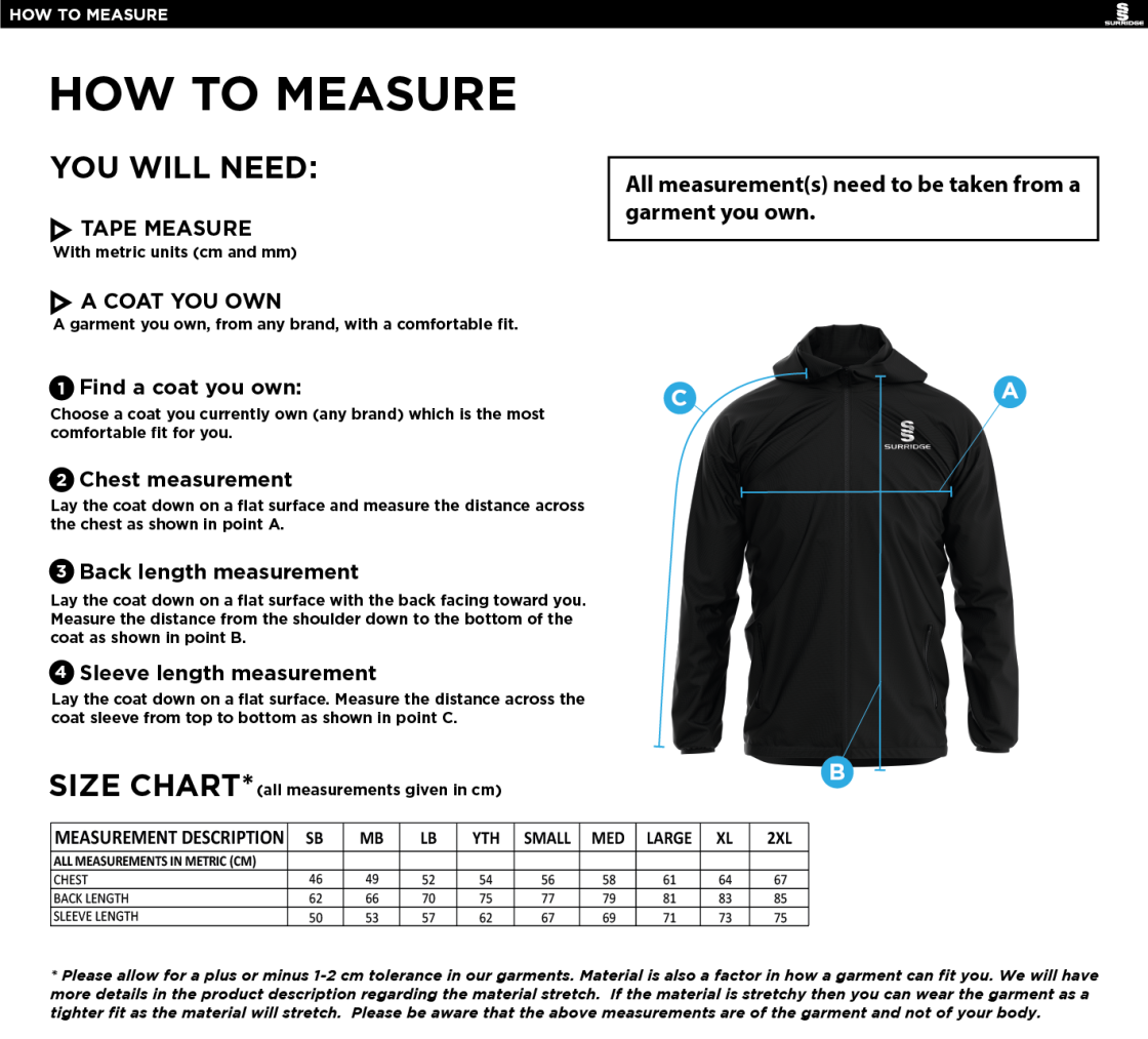ABBERTON AND DISTRICT CC Dual Elite 1/4 Zip Hoody / Rain Jacket : Navy - Size Guide