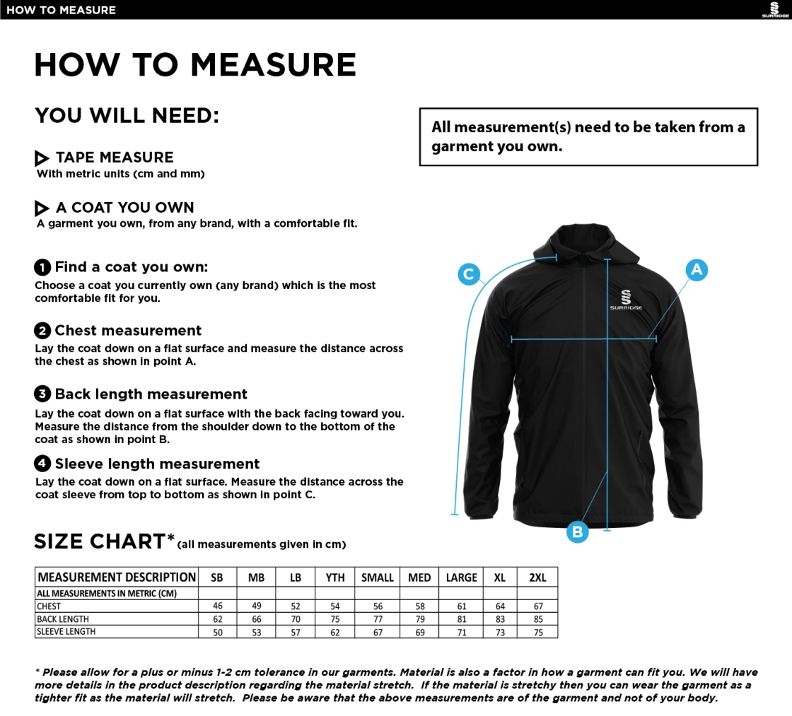 ABBERTON AND DISTRICT CC Dual Elite 1/4 Zip Hoody / Rain Jacket : Navy - Size Guide