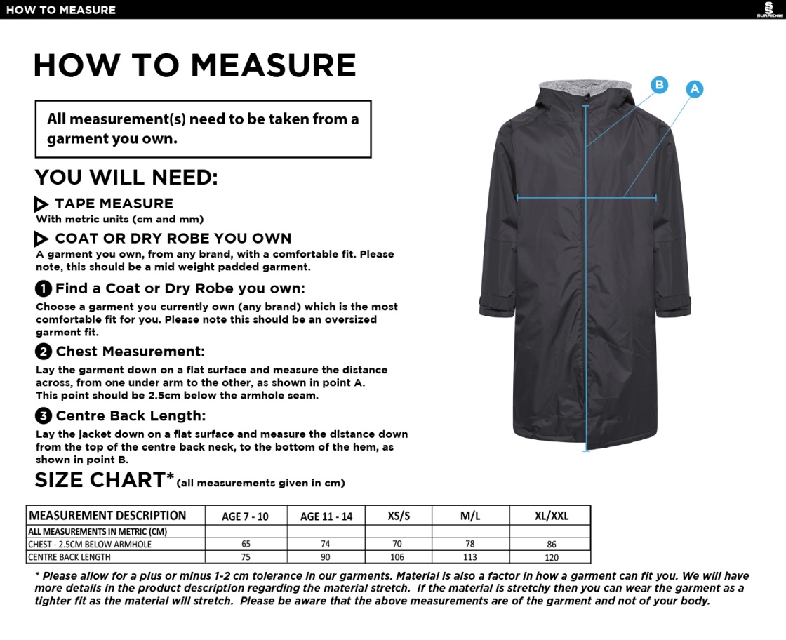 FLEECE ROBE - NAVY - Size Guide
