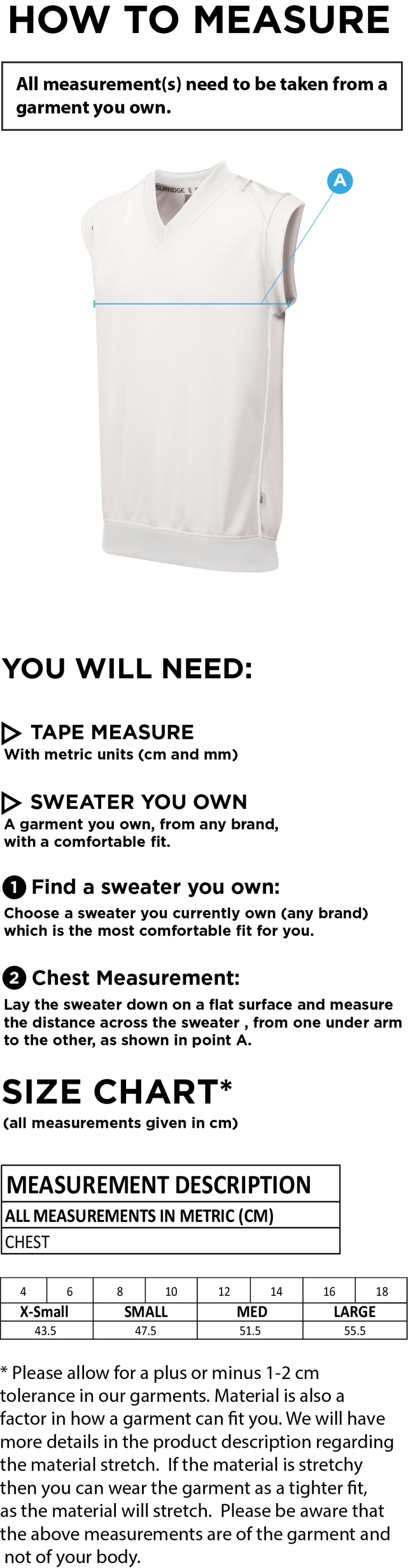 ABBERTON AND DISTRICT CC BLAST SLEEVELESS WOMENS SWEATER - Ivory - Size Guide